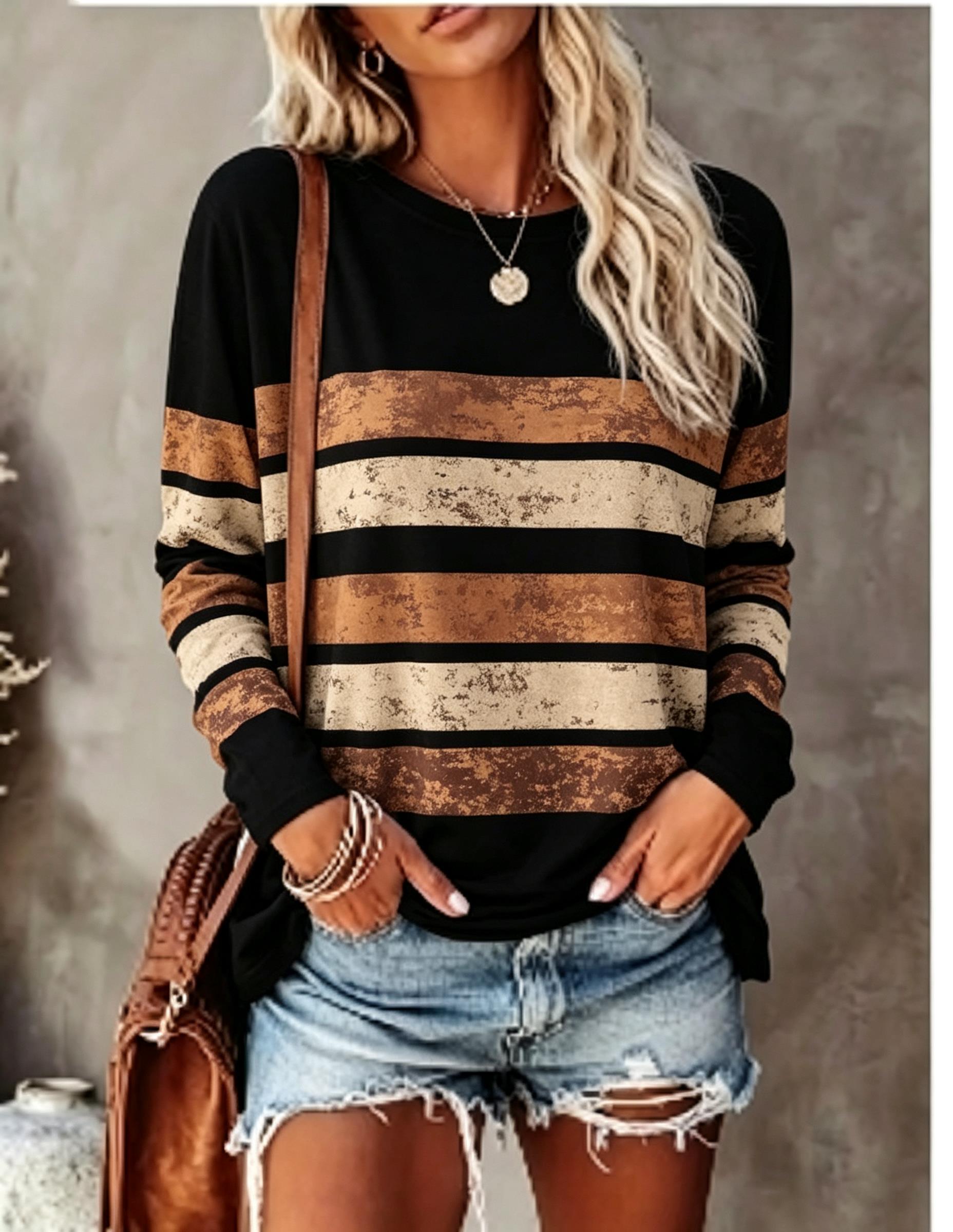 Embellish Knit - Women Long Sleeve T‑Shirt Vintage Distressed