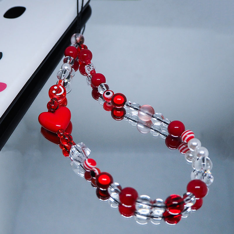 Red Clear Mobile Y2k Phone Cha - Pearl Trim Chain recension och pris
