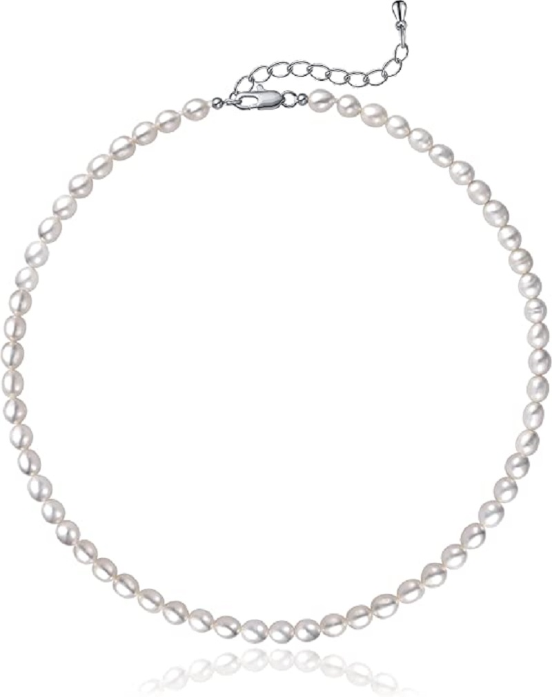 Pearl Necklace 5-7mm Oval Whit - Pearl Trim Chain recension och pris